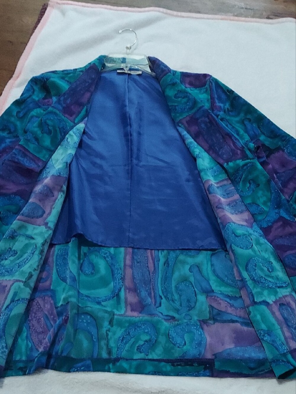 5 for $10 M&M Womens Teal & Purple Abstract Blazer Jacket - Picture 5 of 8